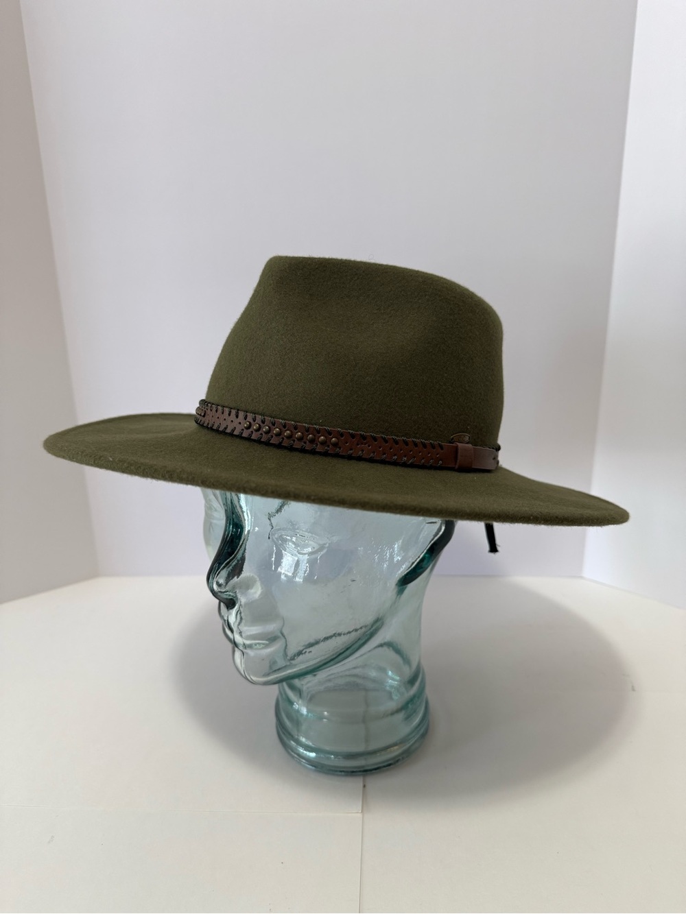 C.C Olive Felt Fedora with Braided Brown Band